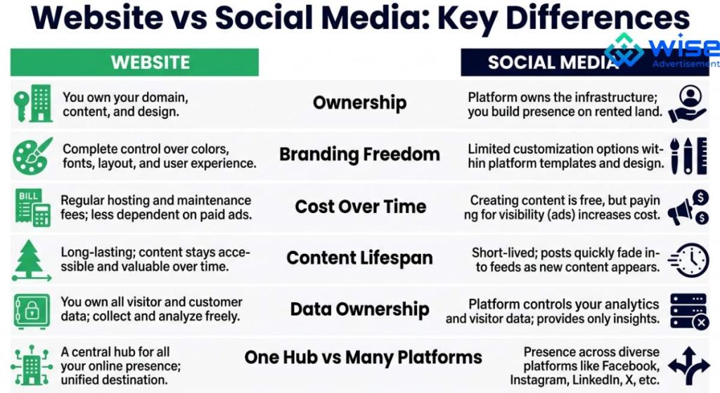 Website vs Social Media: The Differences